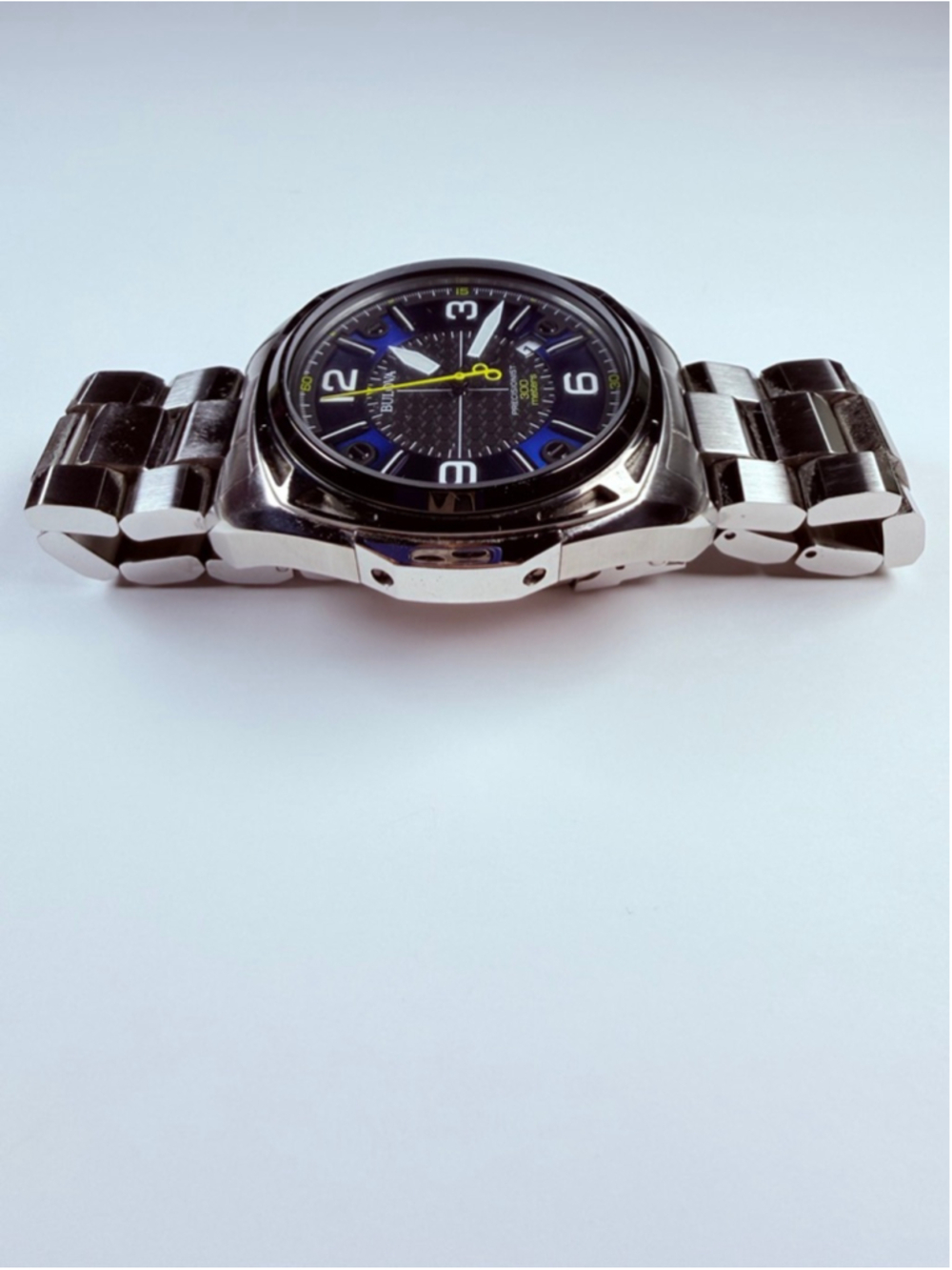Bulova Precisionist Mens SS 48MM Honeycomb Blue/Black Dial 300M Watch 98B224 - Picture 4 of 12